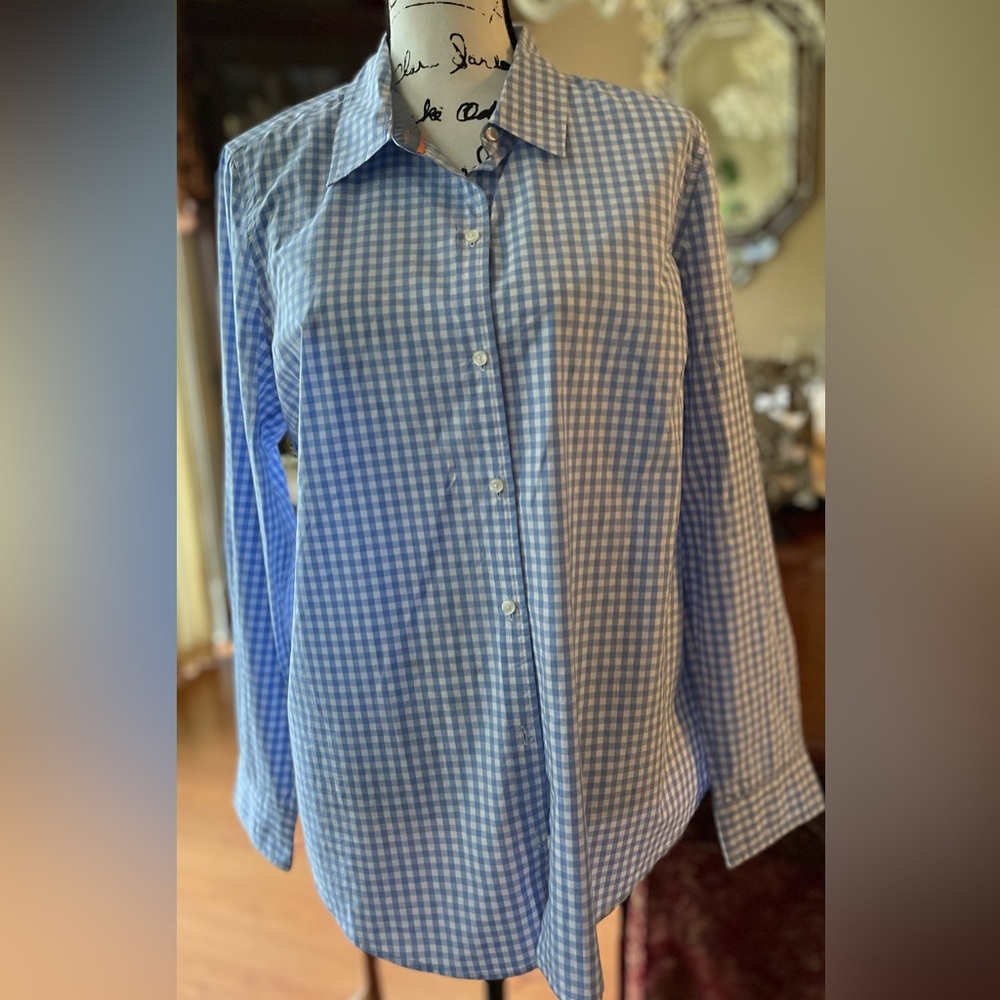 “CHARTER CLUB” Light Blue & White Gingham Button Down Shirt